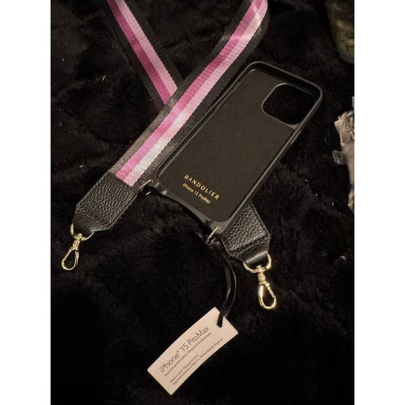 Bandolier Handbags - bandolier authentic purple black stripe skye strap & 15pro max case nwt